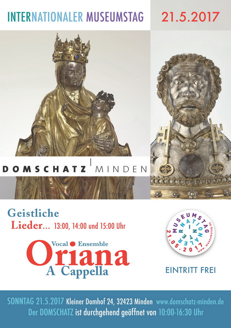 Das Vokalensemble Oriana A Cappella gastiert am Internationalen Museumstag 2017 im Domschatz Minden. Foto: DVM Das Vokalensemble Oriana A Cappella gastiert am Internationalen Museumstag 2017 im Domschatz Minden. Foto: DVM